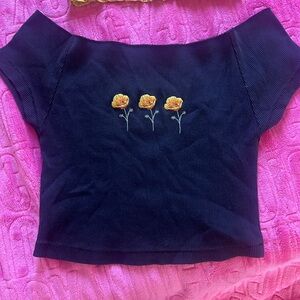 flower embroidered off the shoulder top